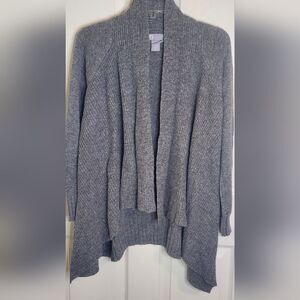 JCP JCPenney Wool Blend L Gray Knit Lslv Women’s Opened Cardigan